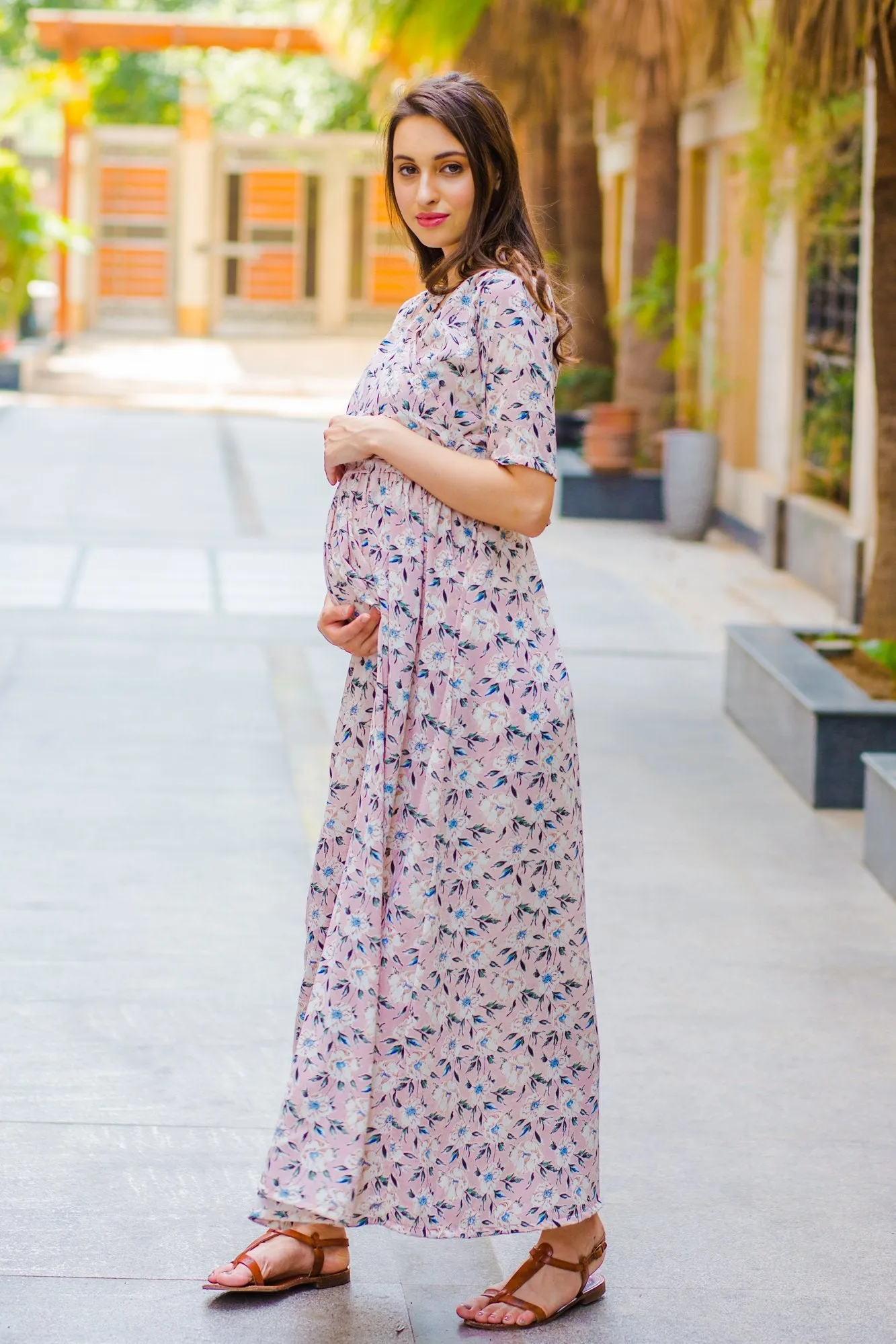 Pristine Pink Maternity & Nursing Wrap Dress