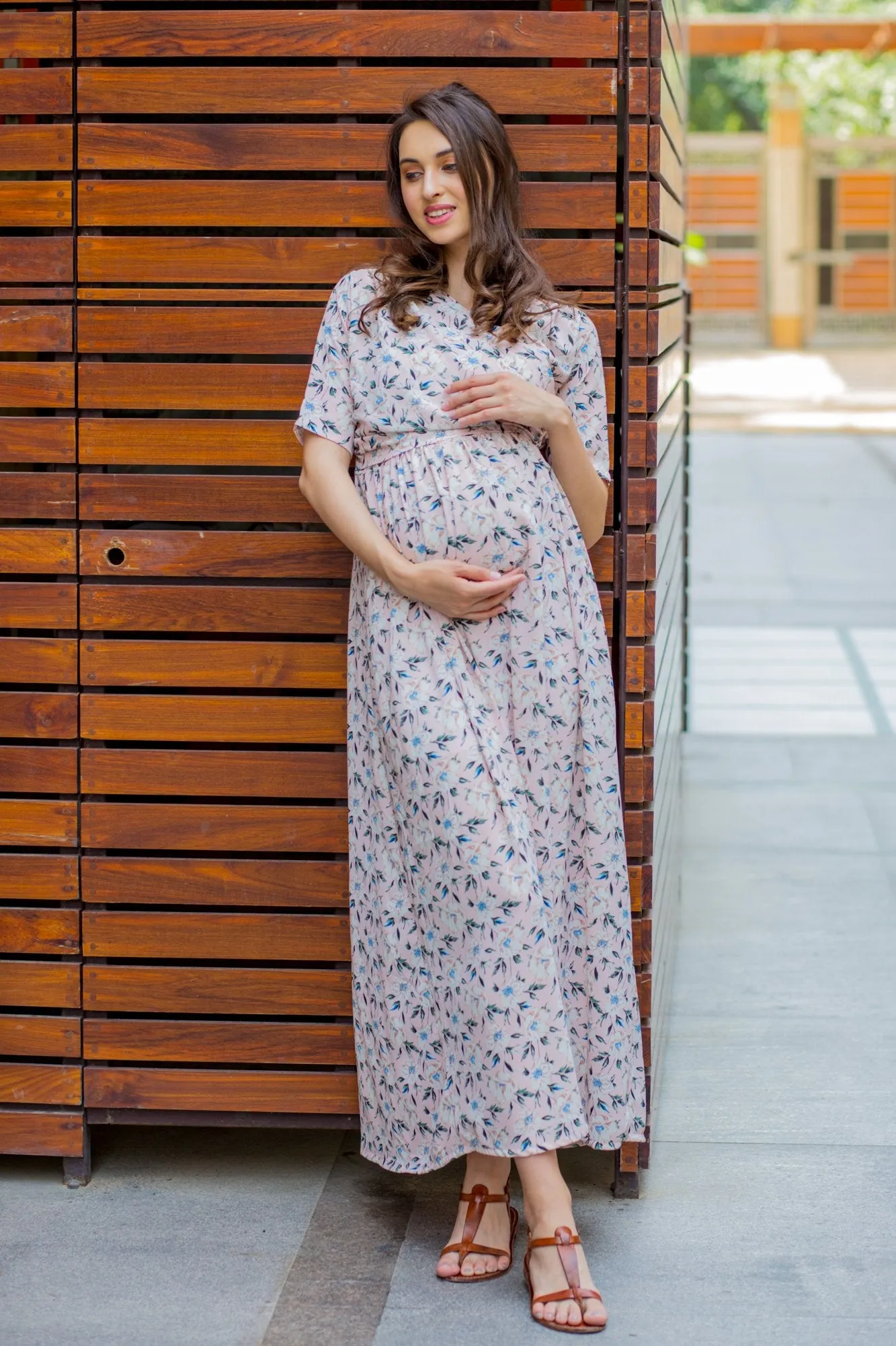 Pristine Pink Maternity & Nursing Wrap Dress