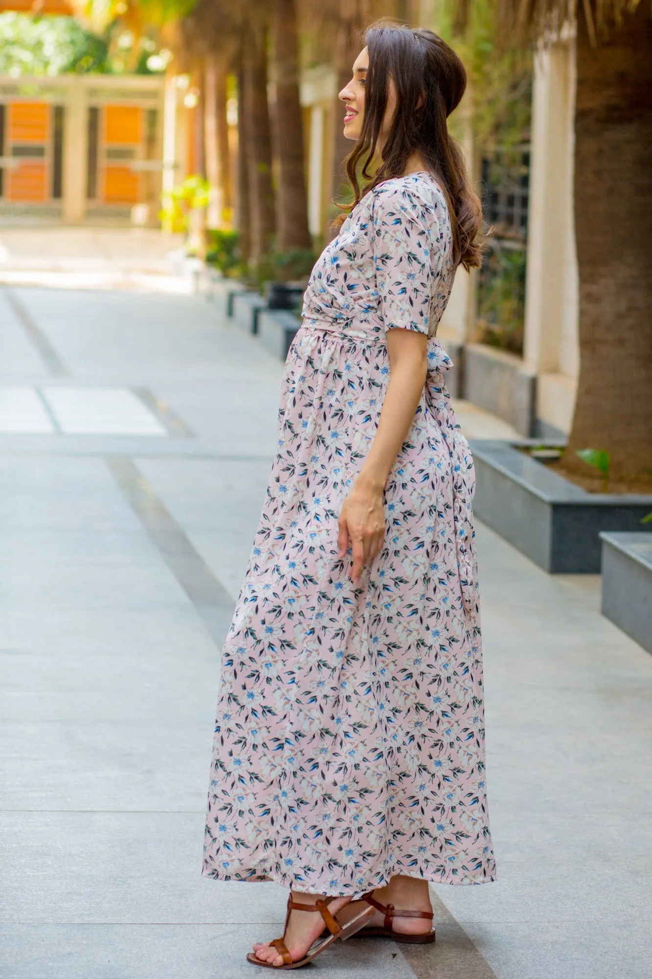 Pristine Pink Maternity & Nursing Wrap Dress