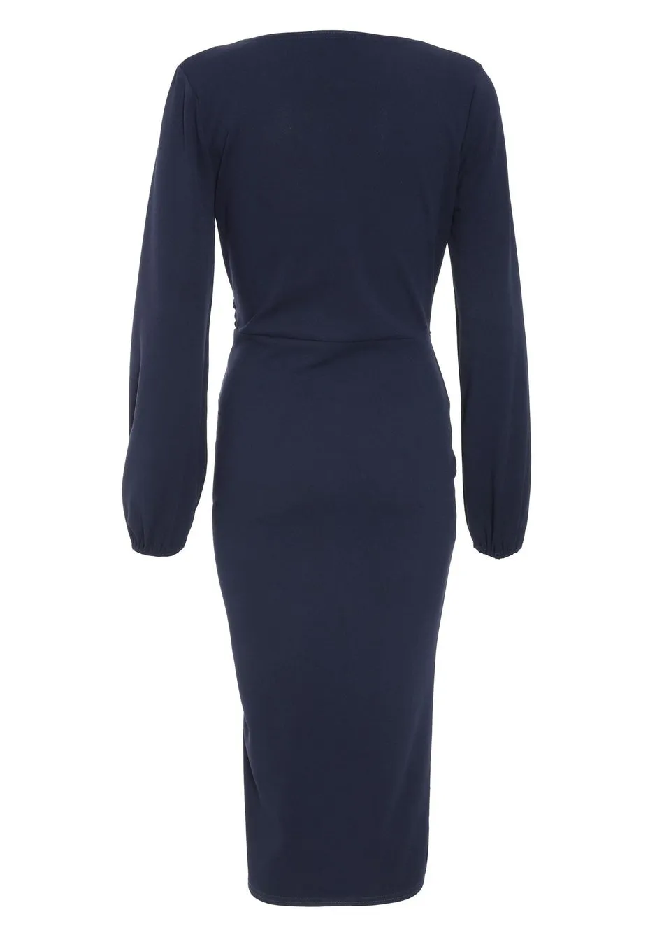 Quiz Blue Knot Front Wrap Midi Dress