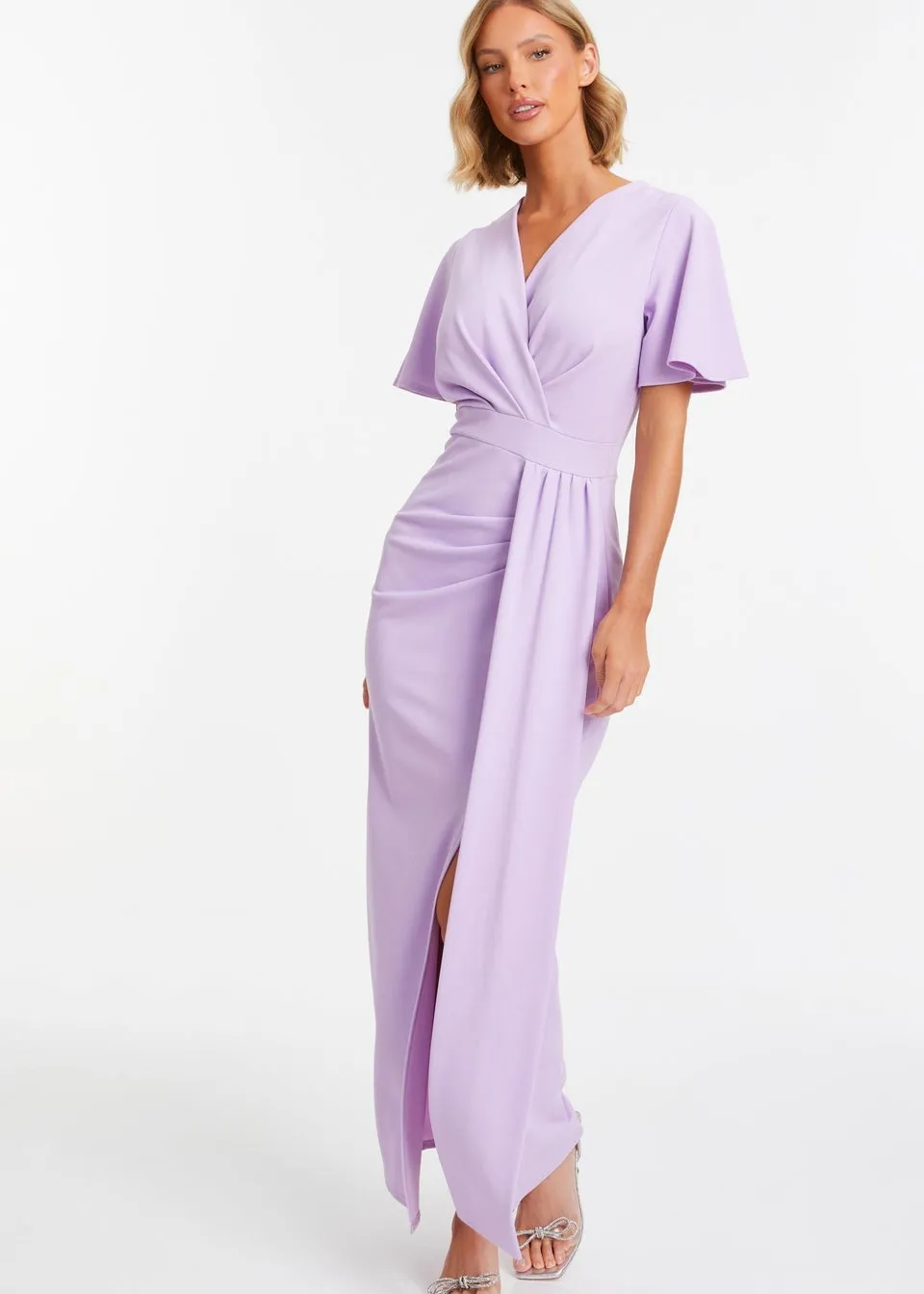 Quiz Purple Wrap Maxi Dress