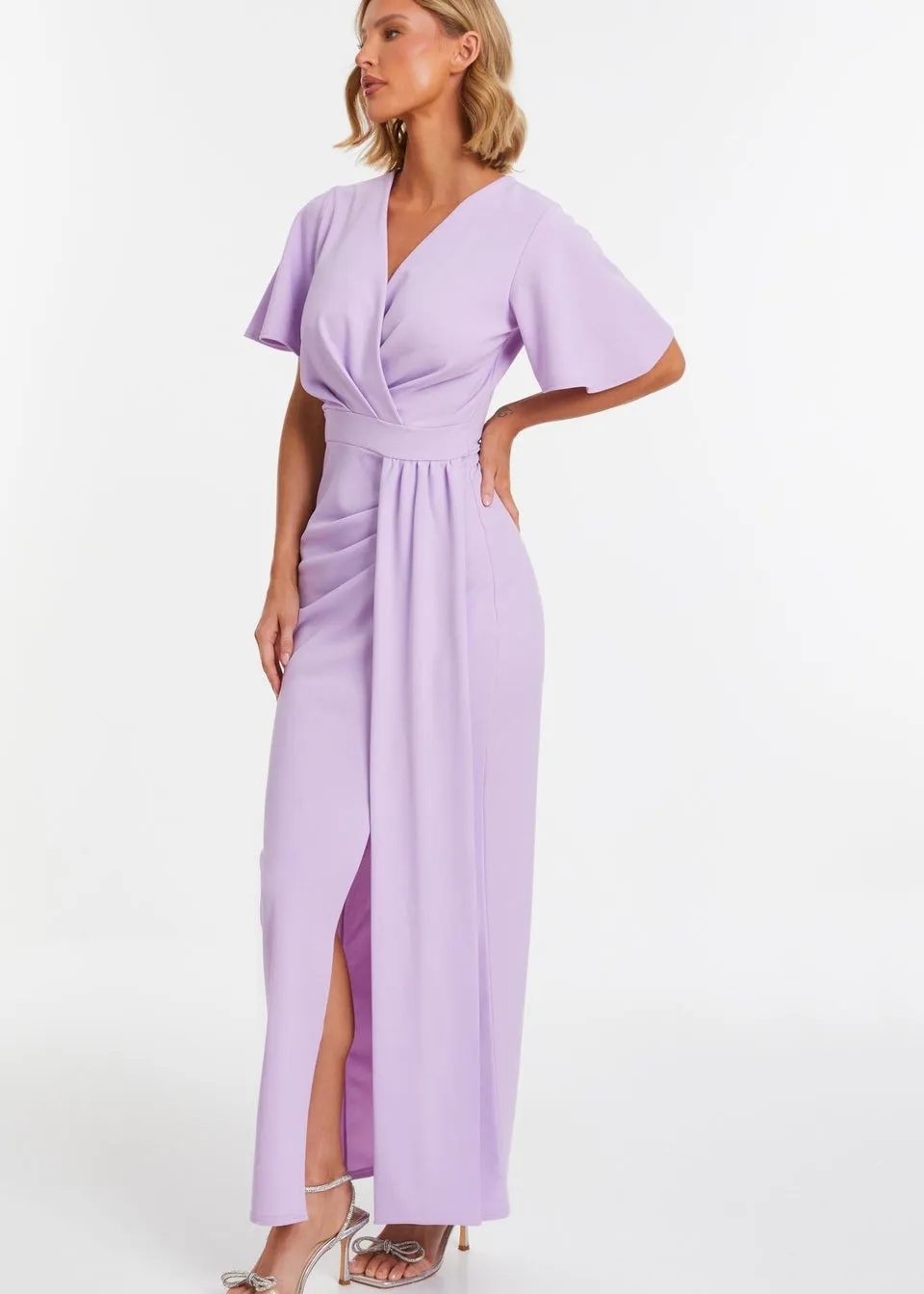 Quiz Purple Wrap Maxi Dress