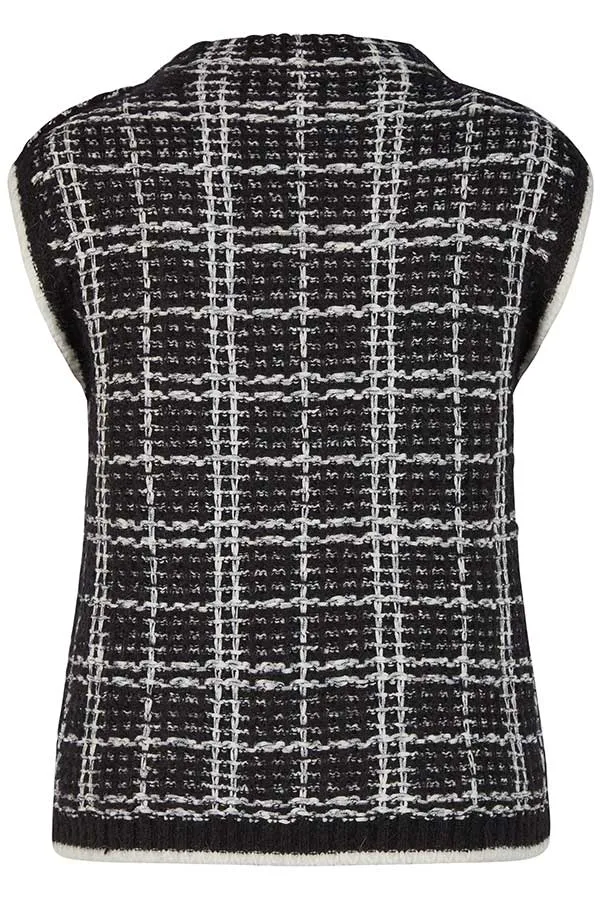 Rabe & LecomteCHECKERED WEAVE SLEEVELESS PULLOVER