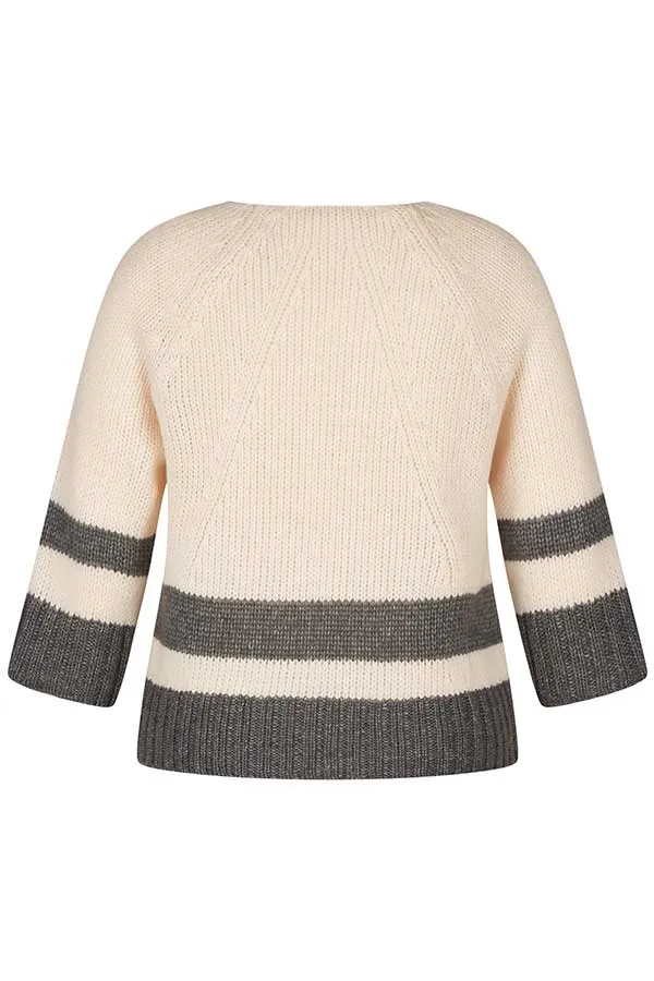 Rabe & LecomteGREY IVORY STRIPED PULLOVER