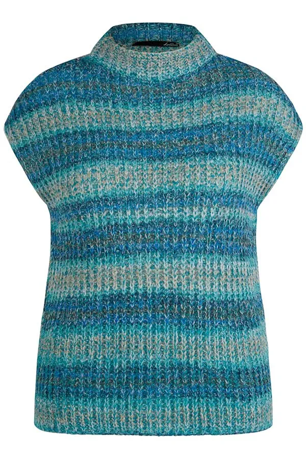 Rabe & LecomteTEAL STRIPED SLEEVELESS PULLOVER