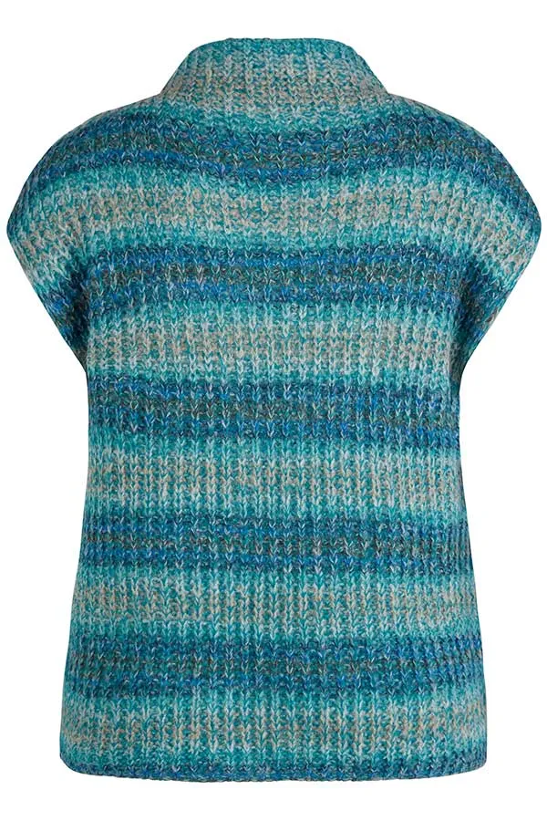 Rabe & LecomteTEAL STRIPED SLEEVELESS PULLOVER