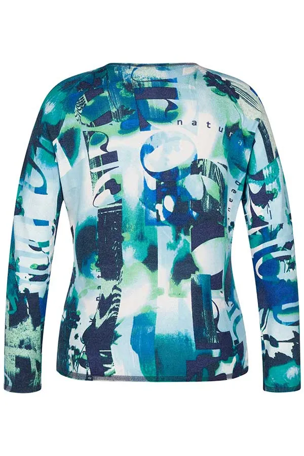 Rabe & LecomteTURQUOISE ABSTRACT PRINT PULLOVER