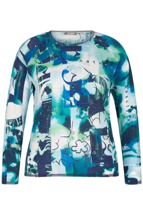 Rabe & LecomteTURQUOISE ABSTRACT PRINT PULLOVER