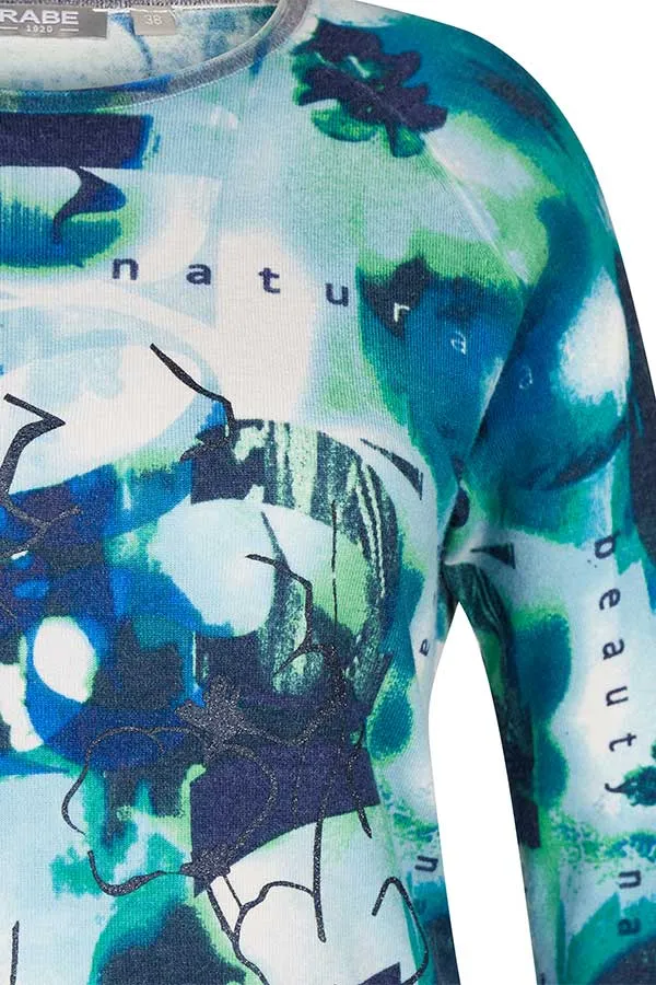 Rabe & LecomteTURQUOISE ABSTRACT PRINT PULLOVER