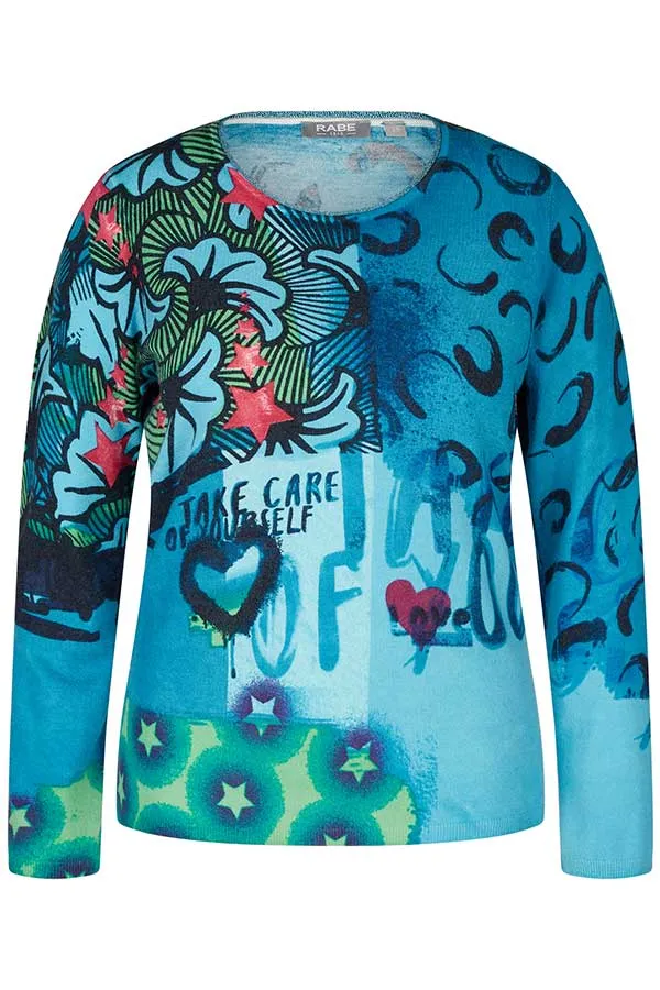 Rabe & LecomteTURQUOISE MULTIPRINT PULLOVER