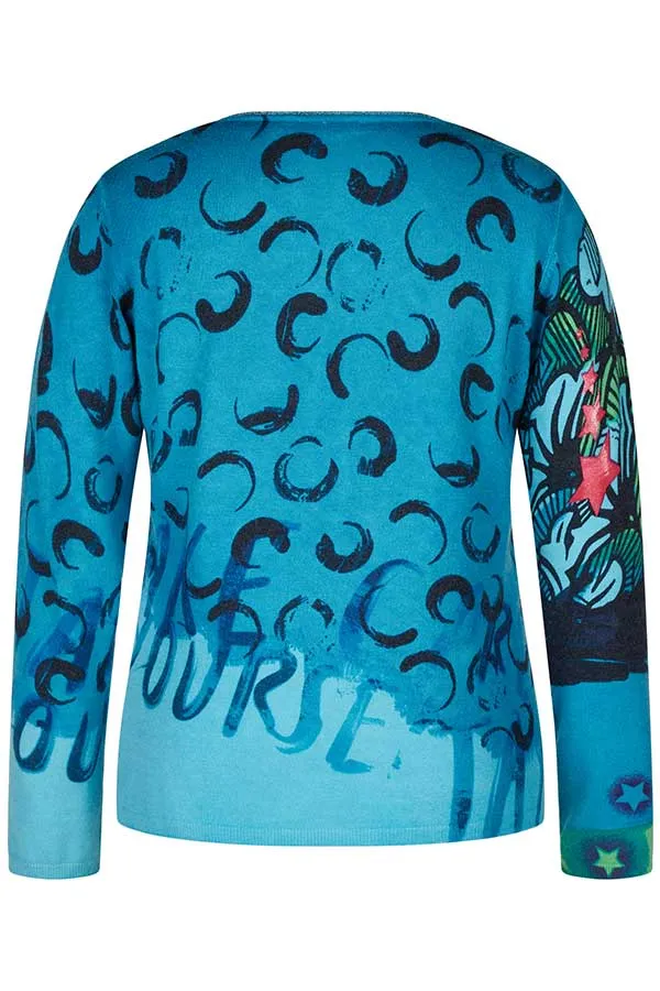 Rabe & LecomteTURQUOISE MULTIPRINT PULLOVER