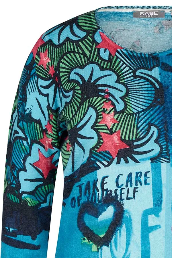 Rabe & LecomteTURQUOISE MULTIPRINT PULLOVER