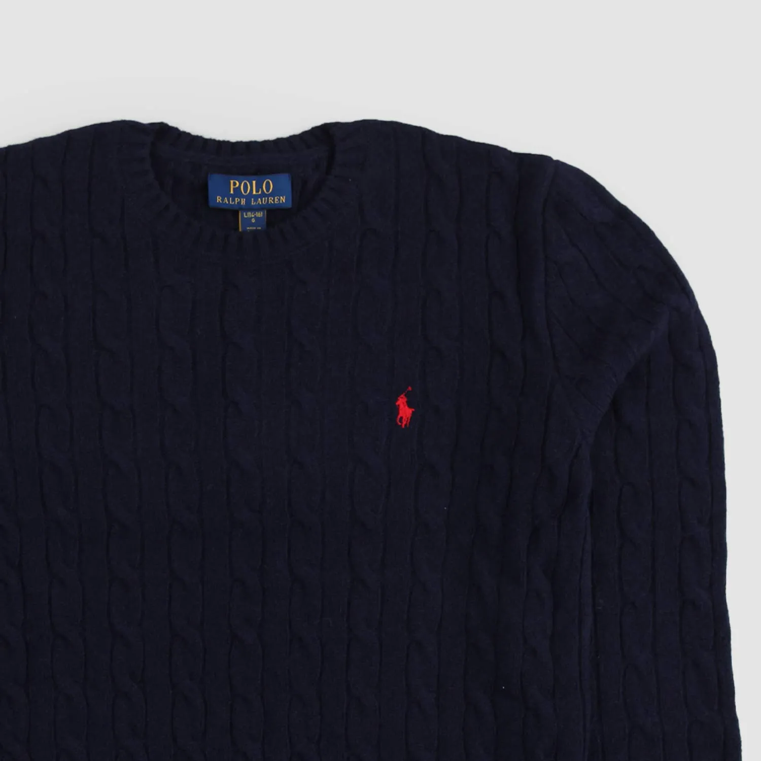 Ralph Lauren Navy Blue Wool Braided No-Gender Pullover