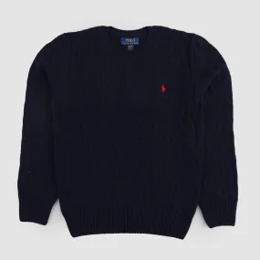 Ralph Lauren Navy Blue Wool Braided No-Gender Pullover