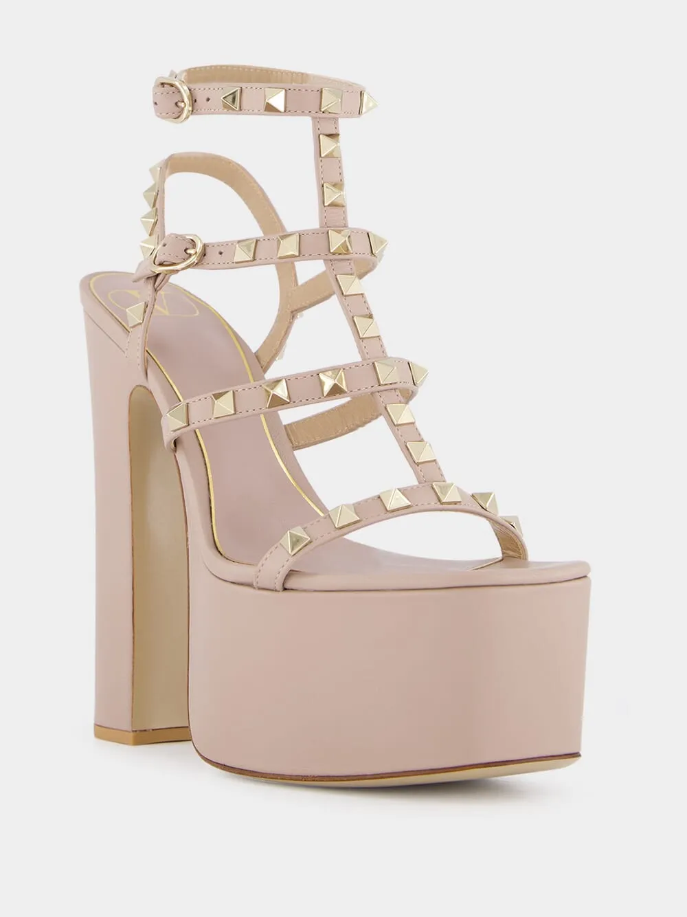 Rockstud Leather Platform Sandals