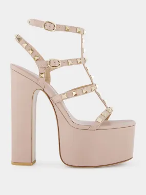 Rockstud Leather Platform Sandals