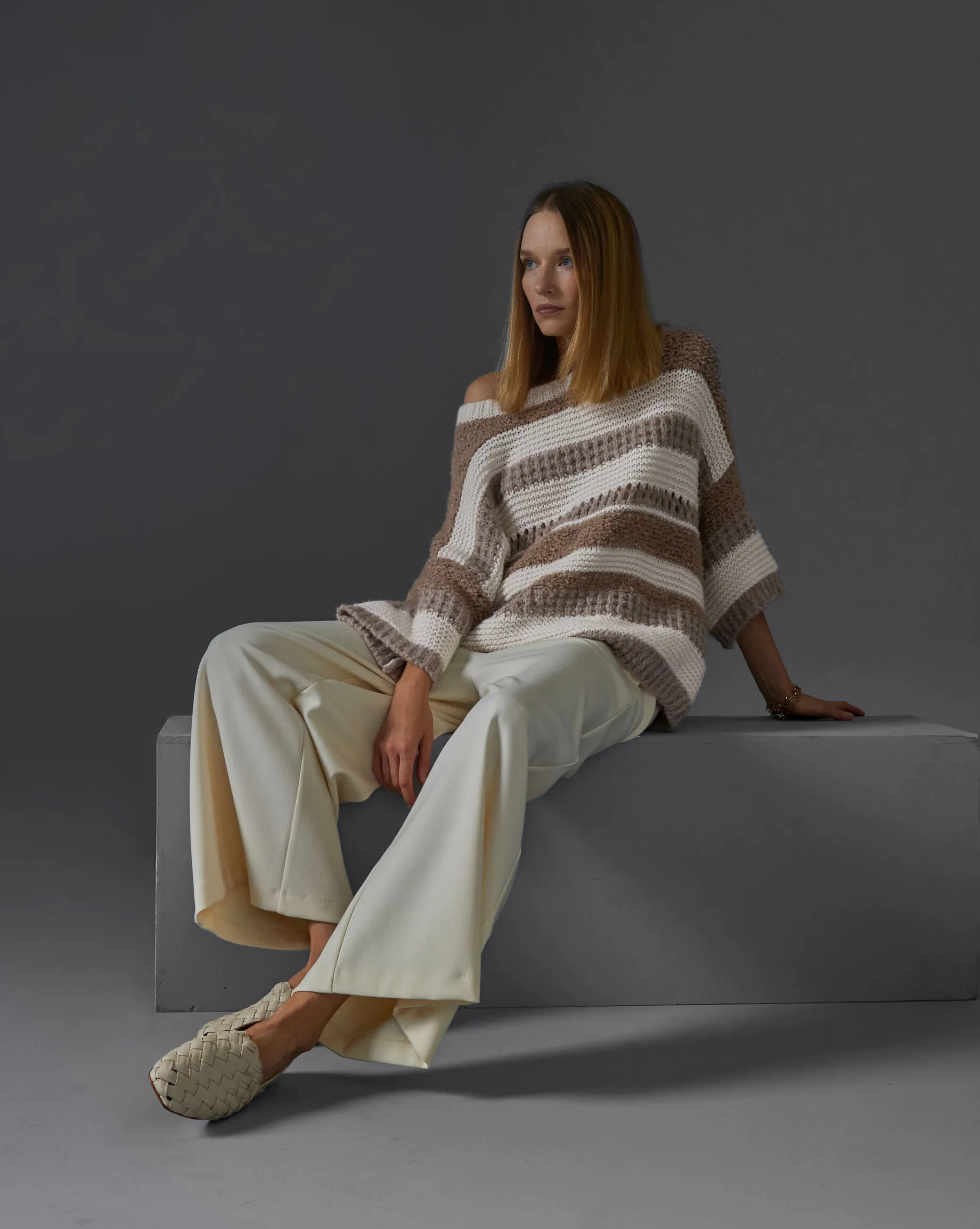 Rodier TAUPE STRIPED PULLOVER