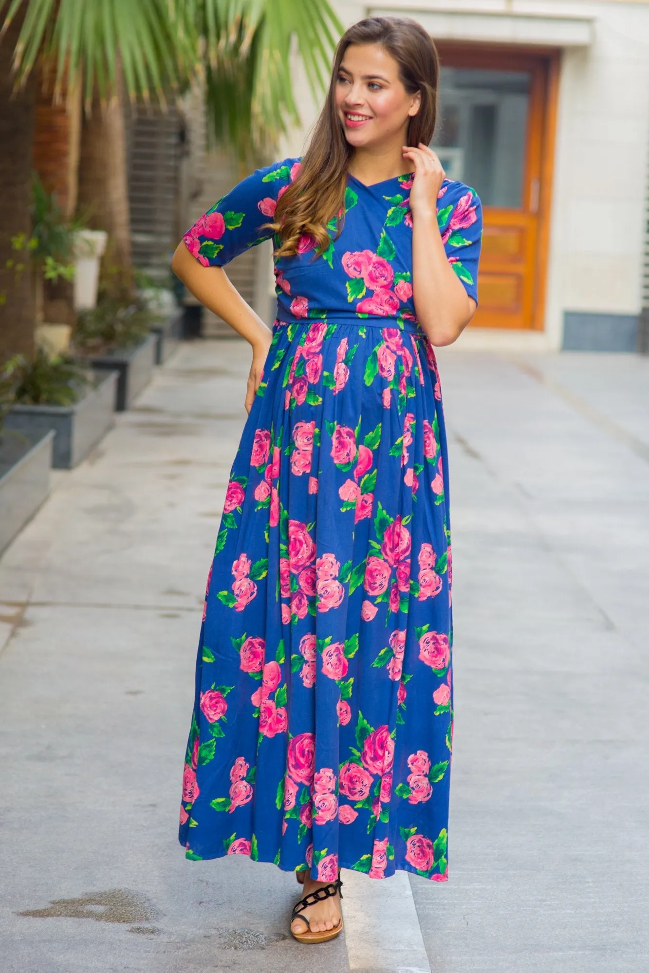 Rose Blossom Maternity & Nursing Wrap Dress