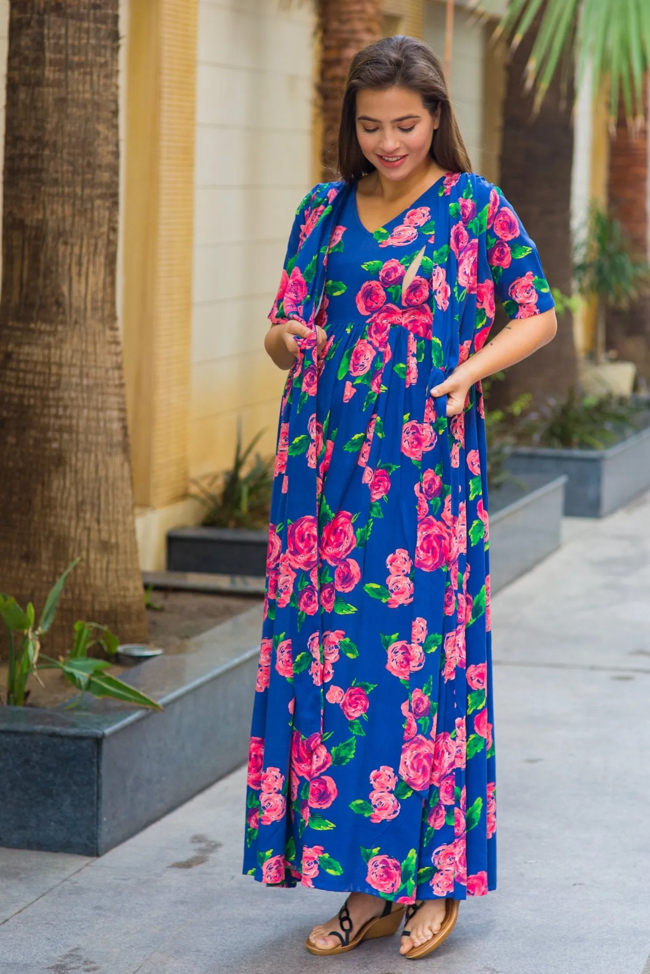 Rose Blossom Maternity & Nursing Wrap Dress