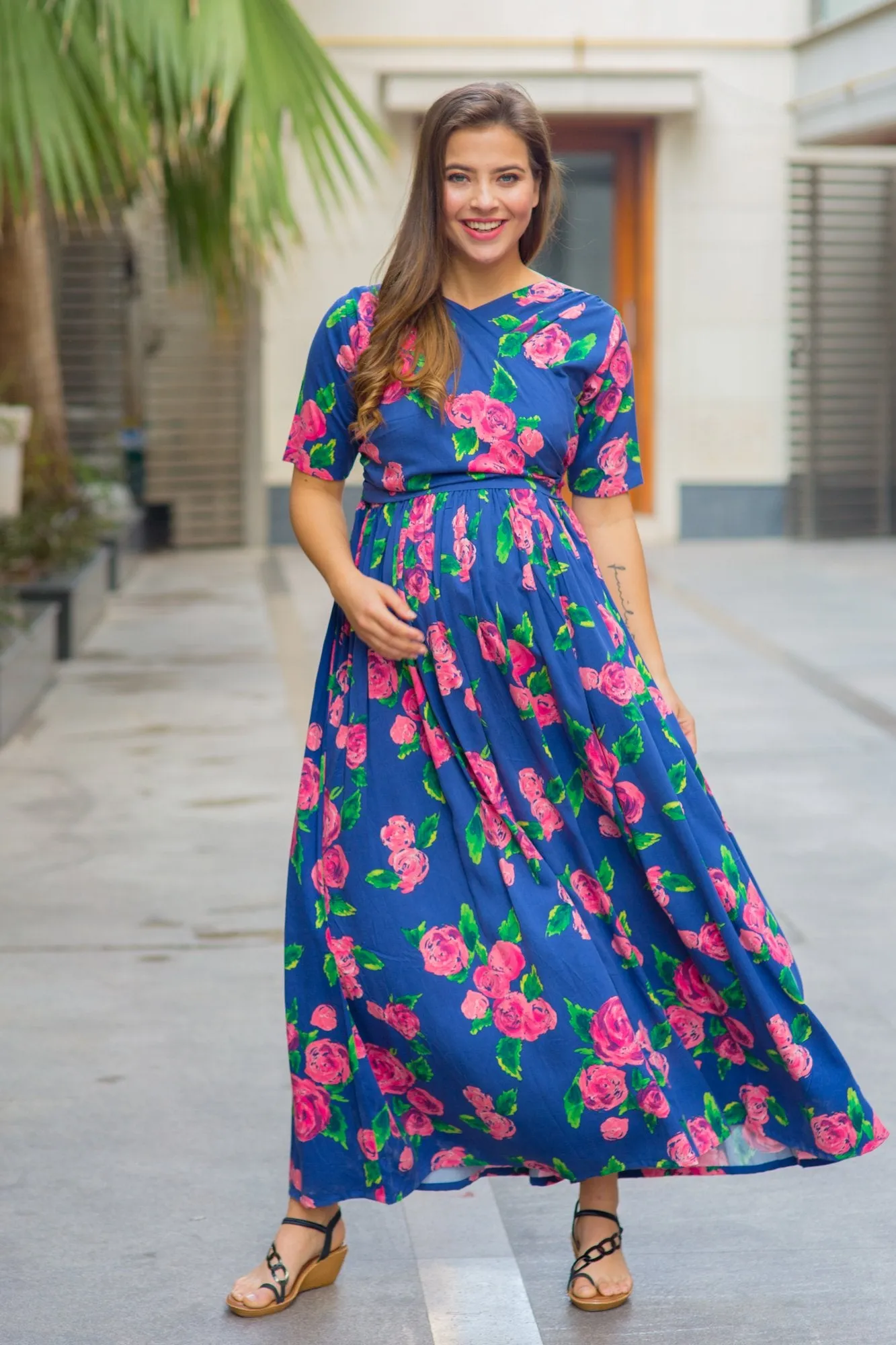 Rose Blossom Maternity & Nursing Wrap Dress