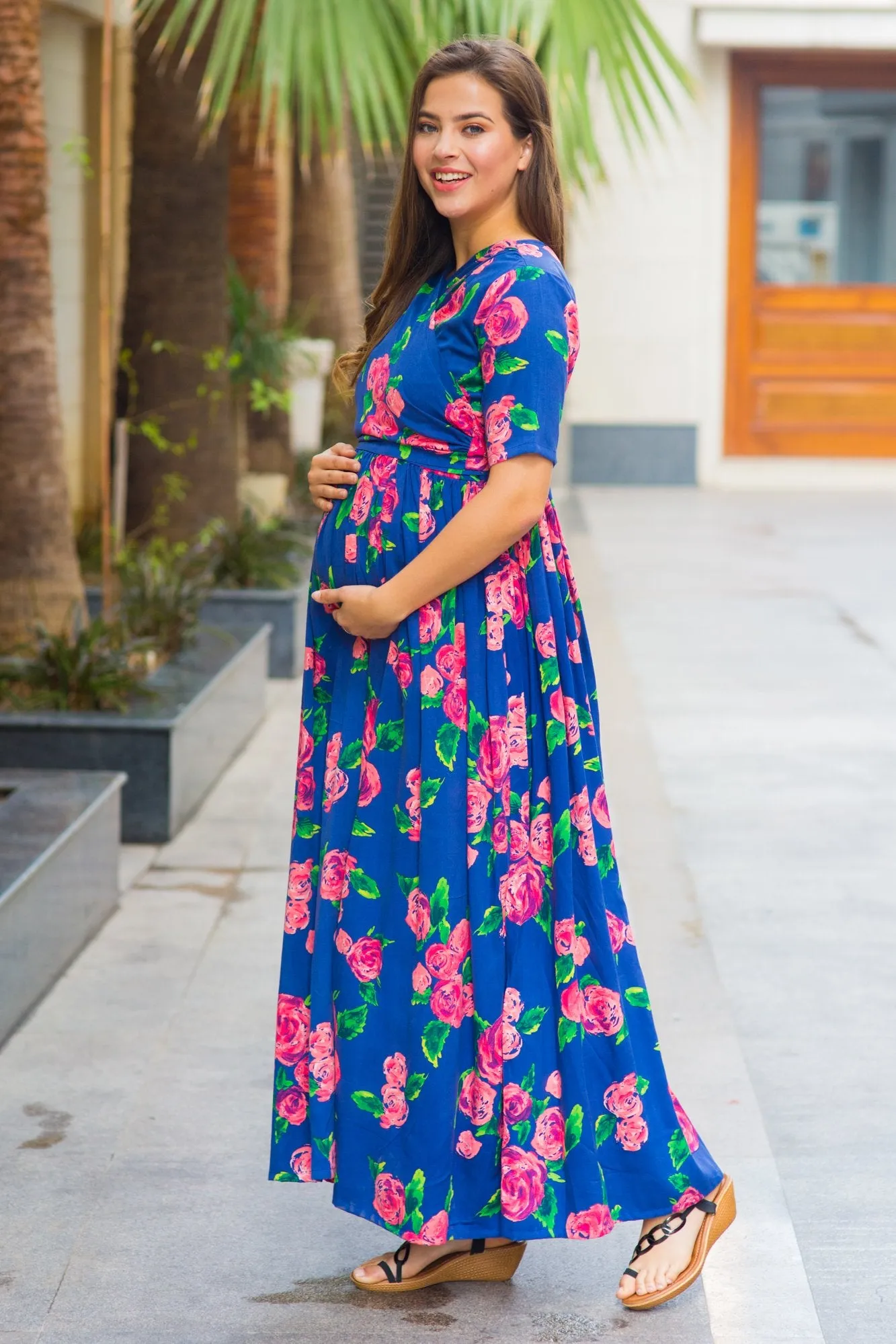 Rose Blossom Maternity & Nursing Wrap Dress