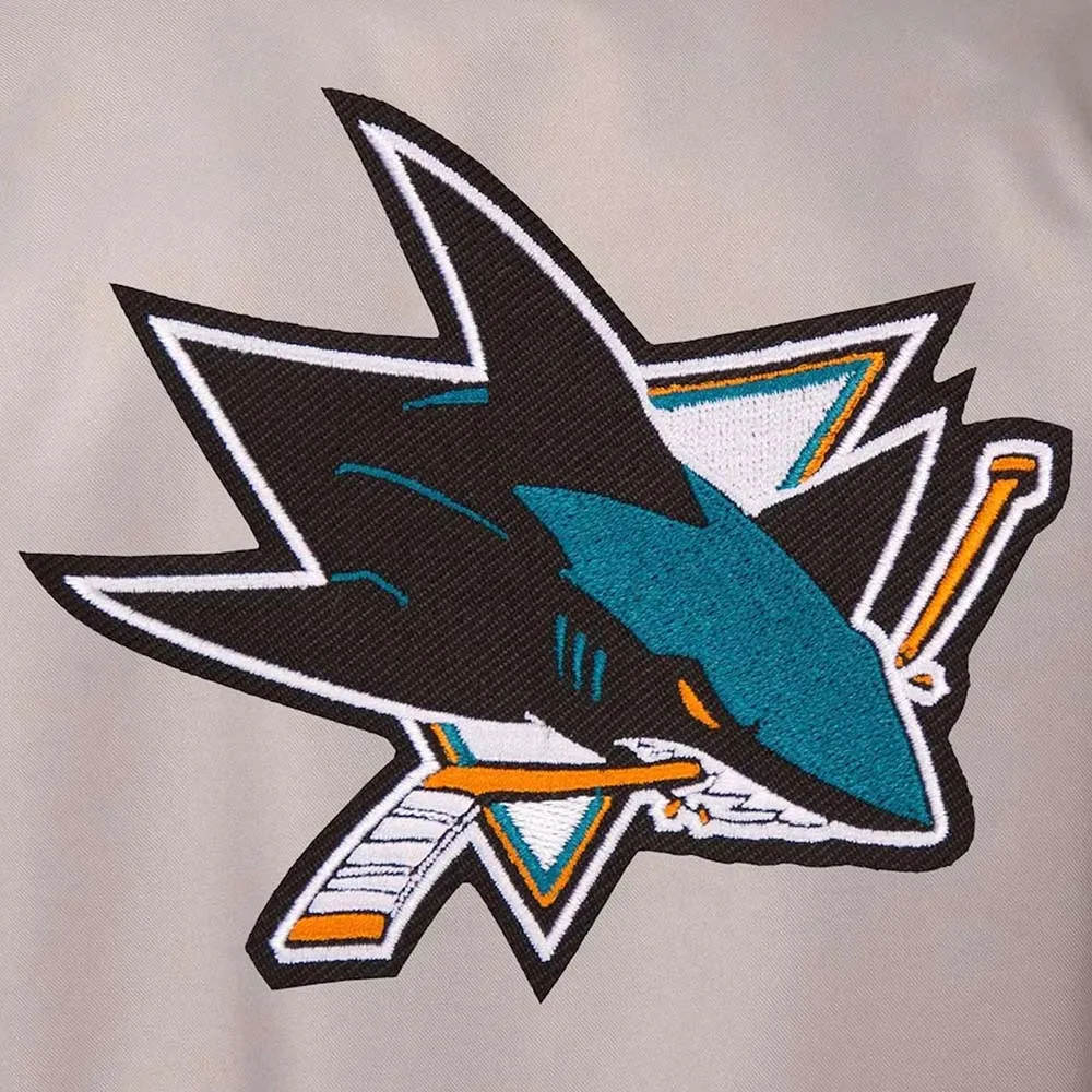 San Jose Sharks Front Hit Gray and Black Poly Twill Jacket