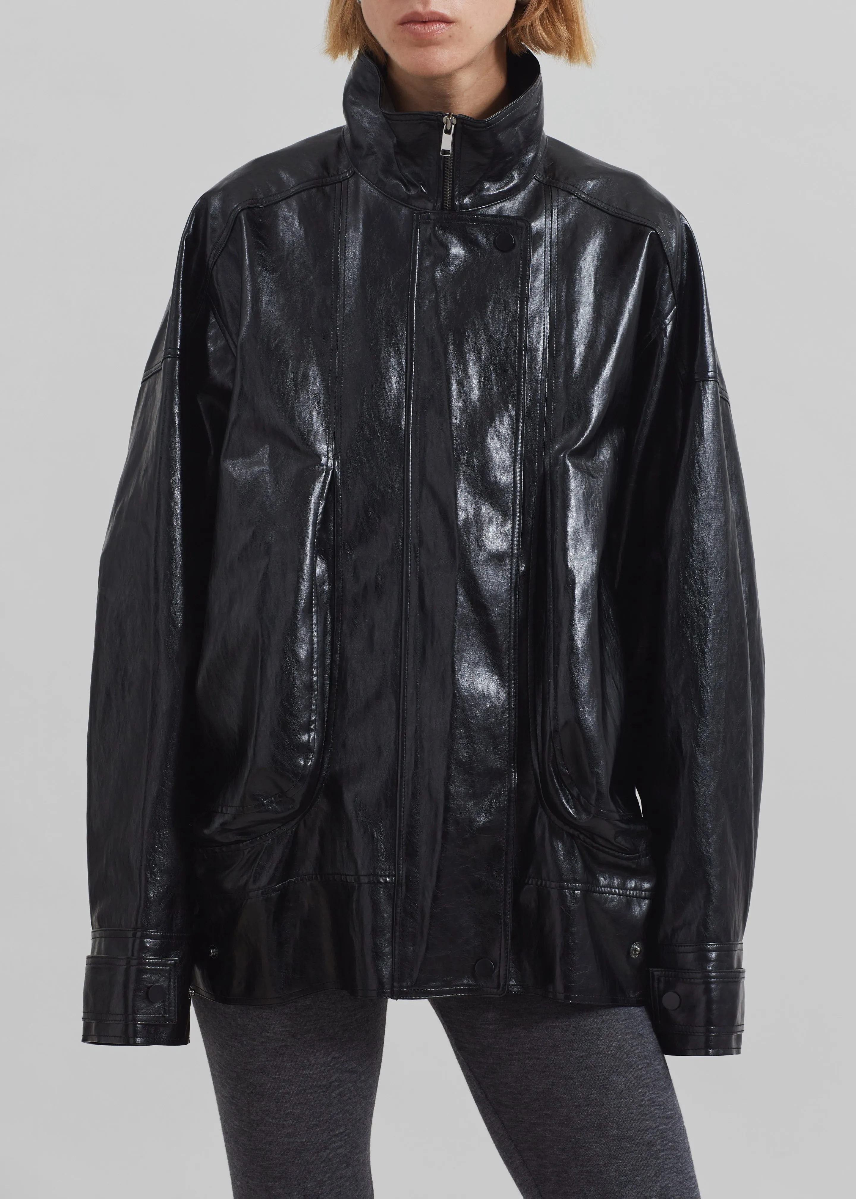 Savannah Faux Leather Jacket - Black