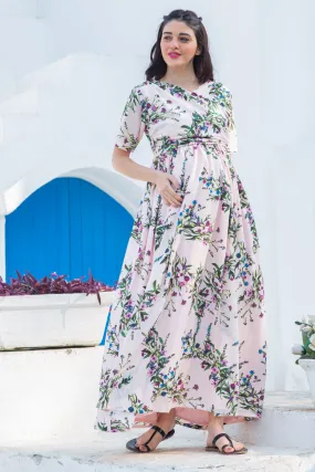 Serene Blossom Maternity & Nursing Wrap Dress