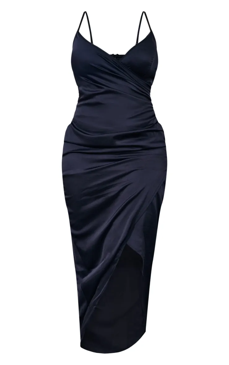 Shape Black Satin Wrap Midaxi Dress | Shape