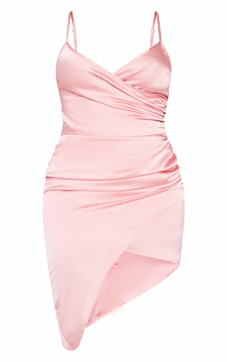 Shape Dusty Pink Satin Wrap Dress | Curve