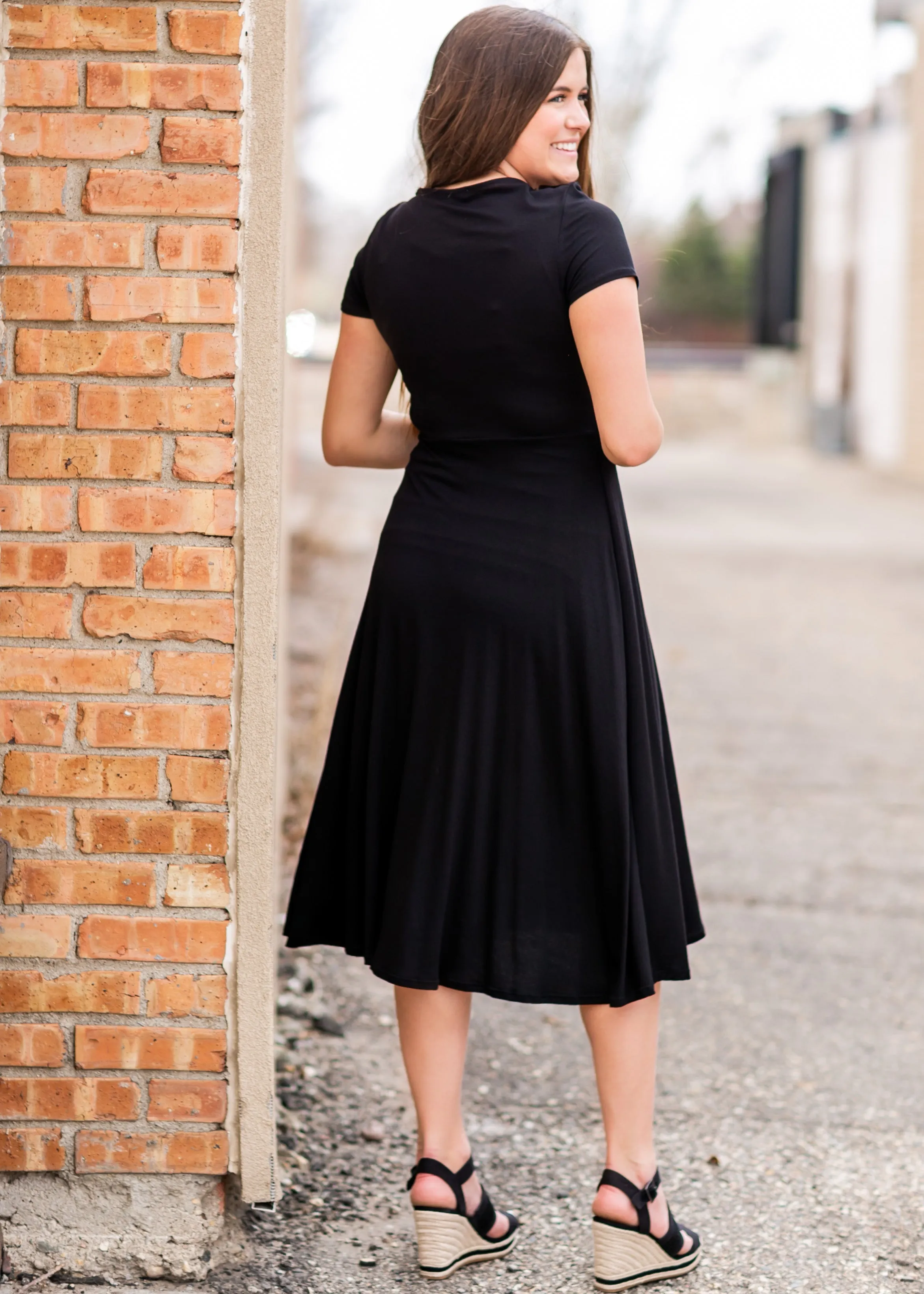 Short Sleeve Wrap Midi Dress - FINAL SALE