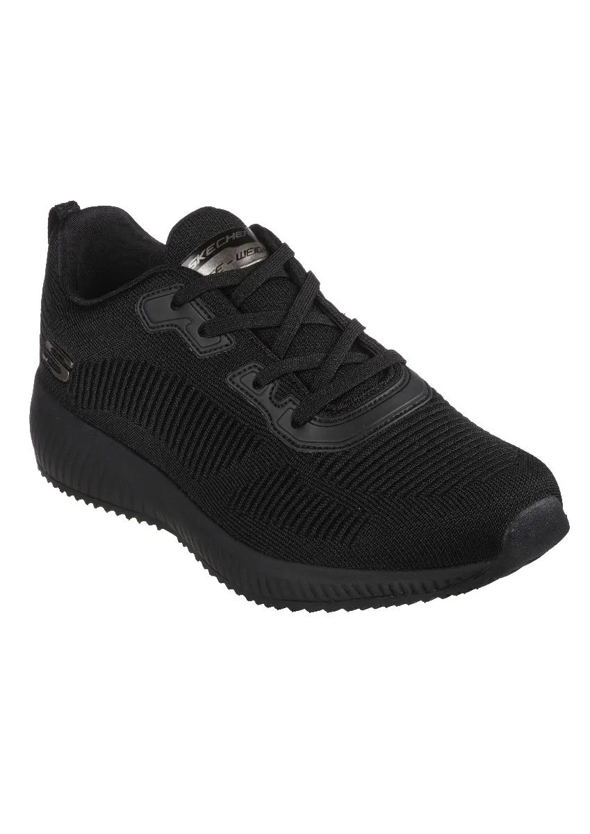 Skechers Squad Lace Up Trainers Black Mesh