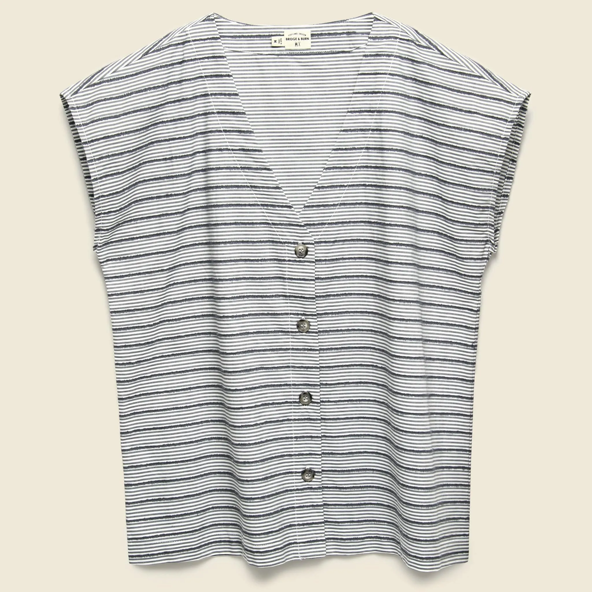 Sleeveless Nora Top - Textured Grey Stripe