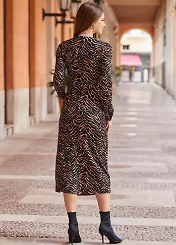 Sosandar Natural Animal Print Midi Wrap Dress | Grattan