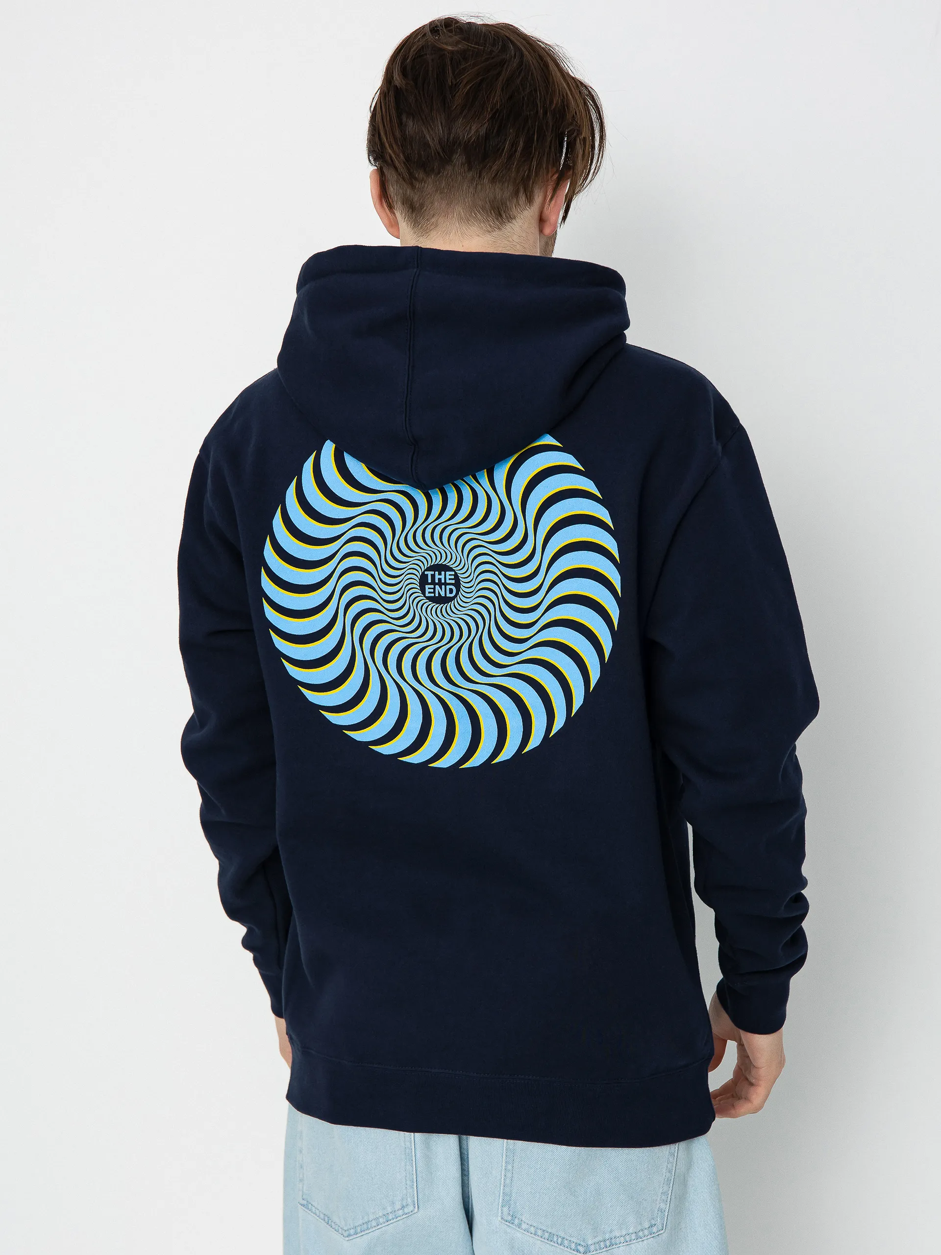 Spitfire Classic Swirl Overlay HD Hoodie (deep navy w/blue & yellow prints)