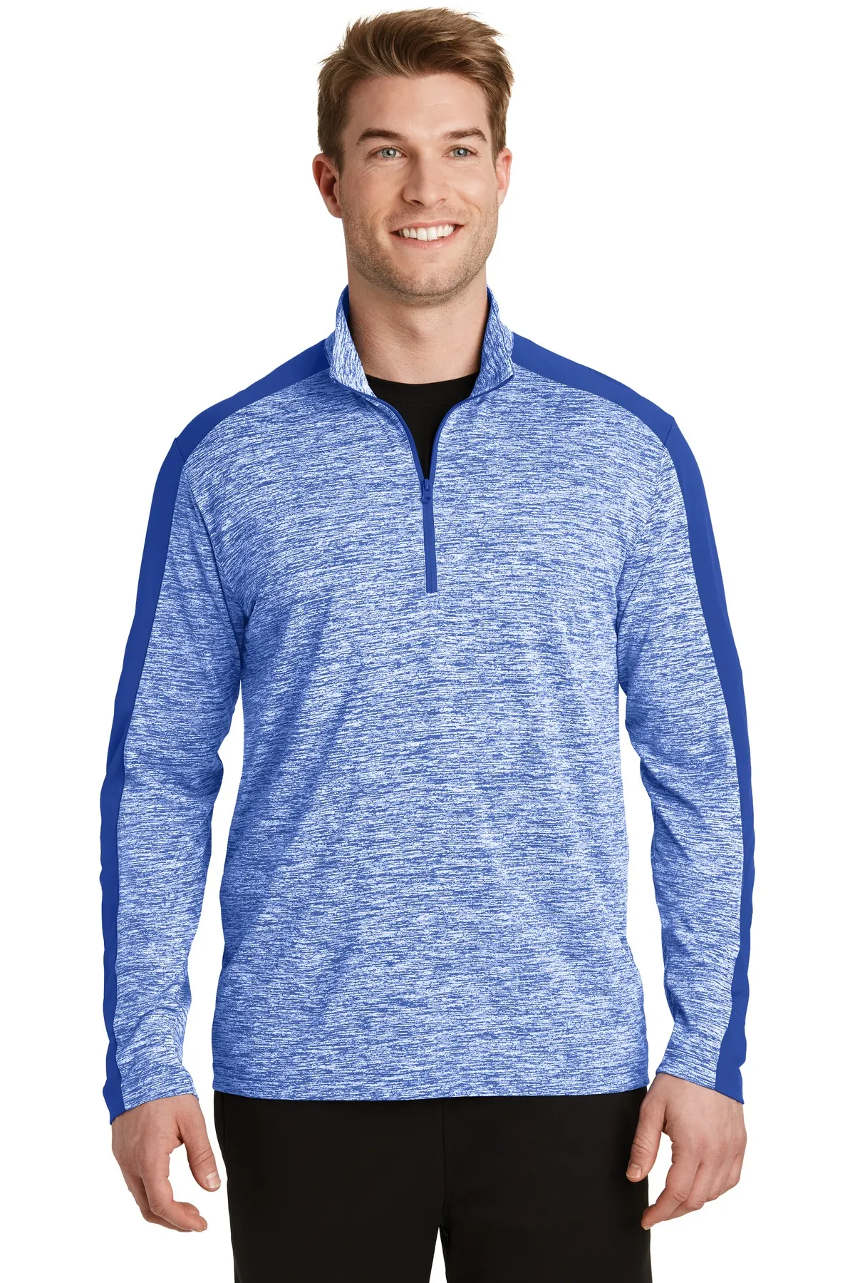 Sport-Tek  PosiCharge  Electric Heather Colorblock 1/4-Zip Pullover. ST397