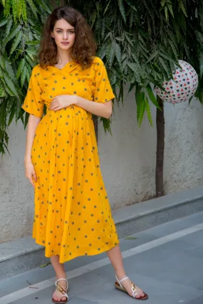 Sunrise Polka Maternity & Nursing Wrap Midi Dress