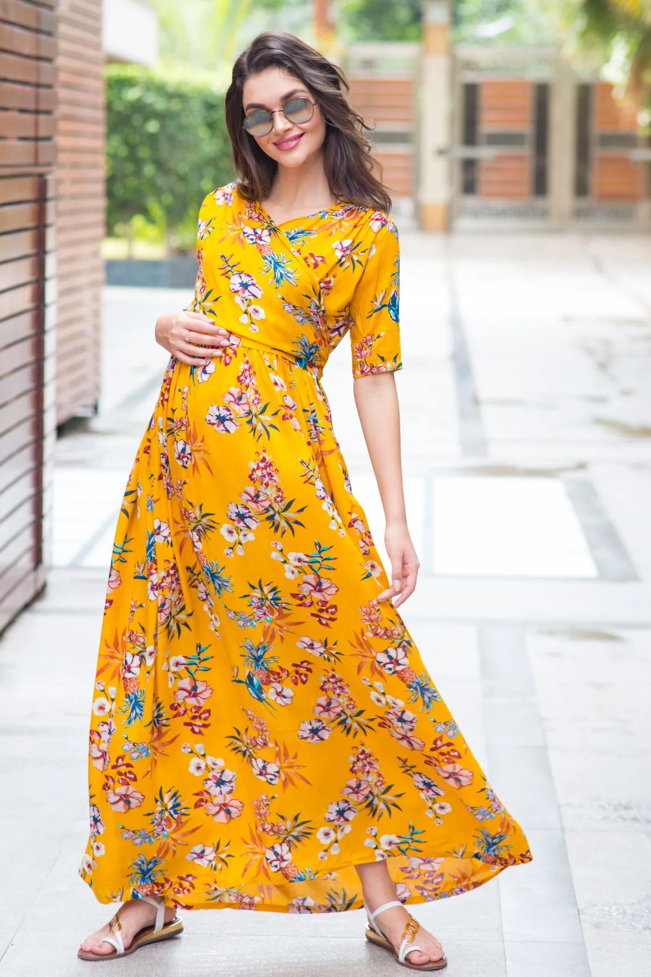 Sunshine Maternity & Nursing Wrap Dress