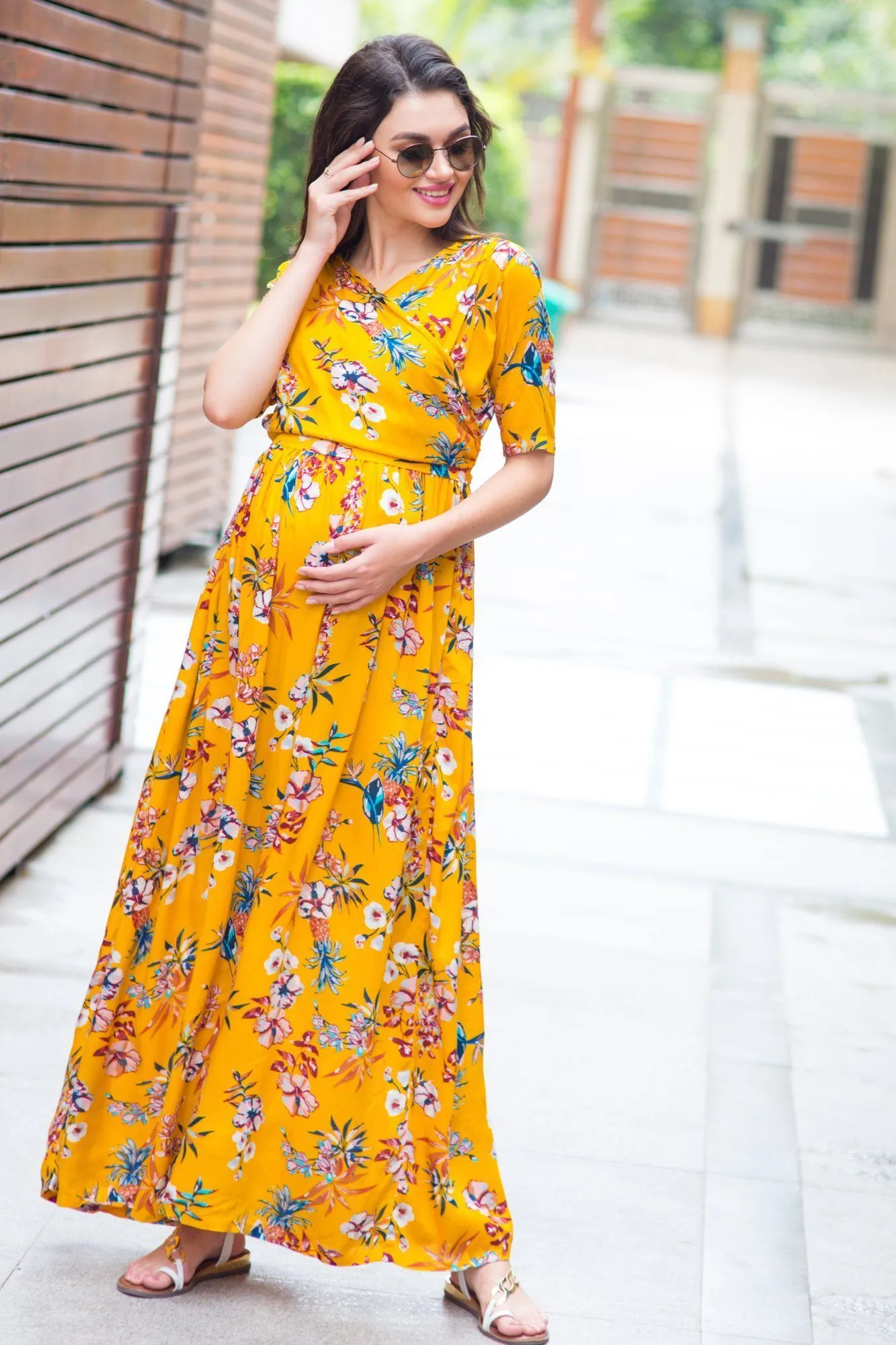 Sunshine Maternity & Nursing Wrap Dress