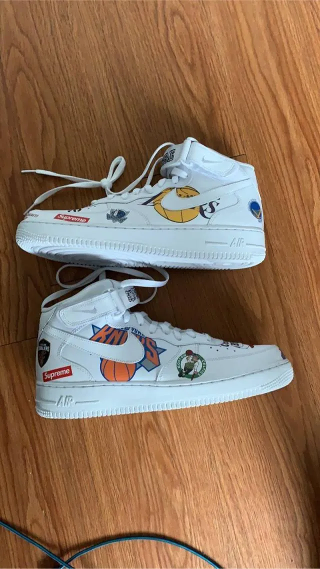 Supreme x nba x nike air force 1 mid white