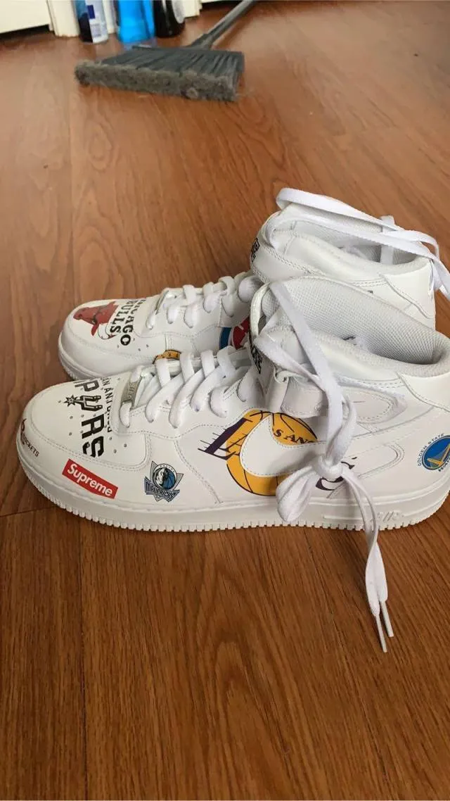 Supreme x nba x nike air force 1 mid white