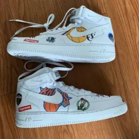 Supreme x nba x nike air force 1 mid white