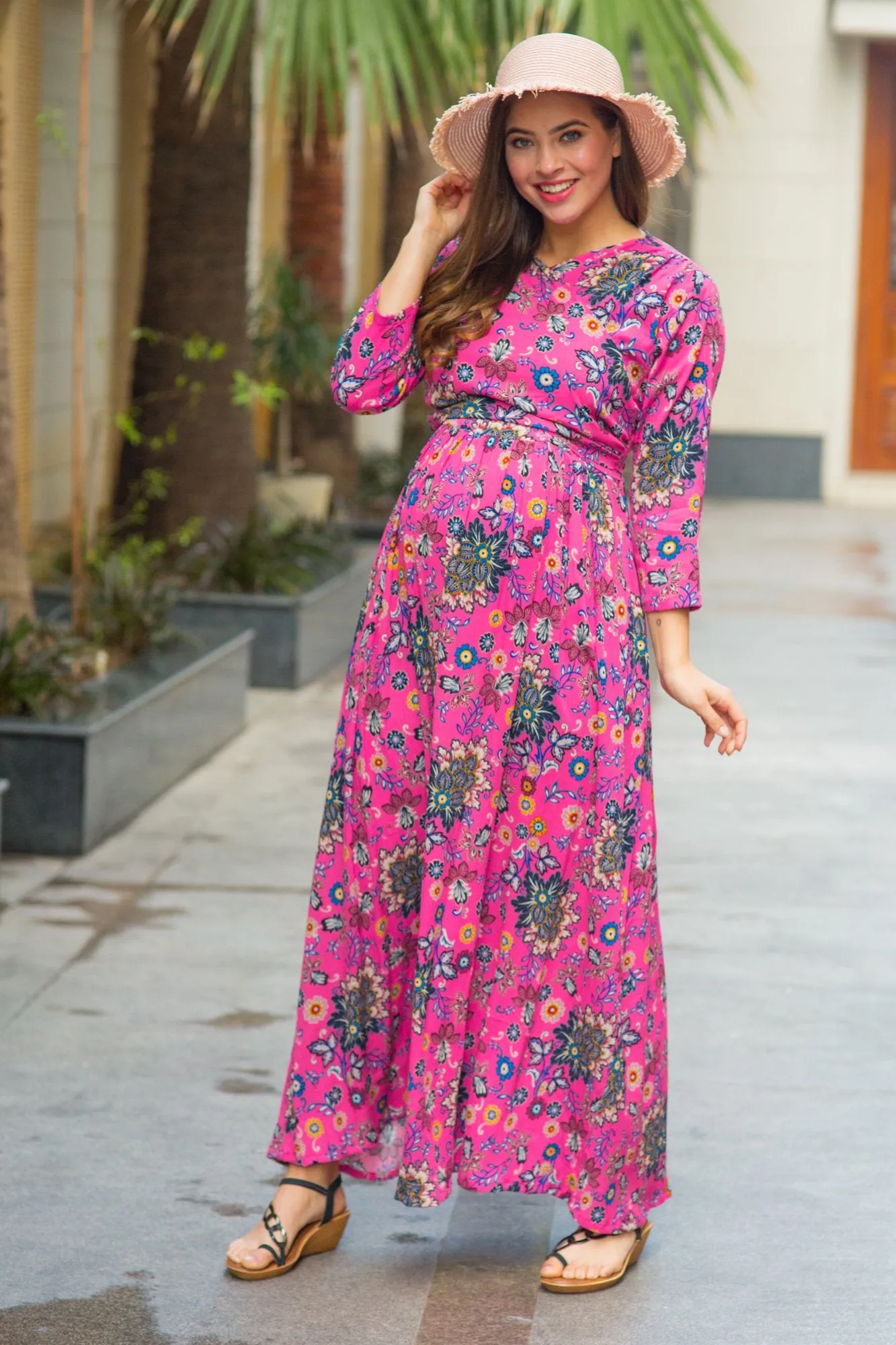 Taffy Pink Maternity & Nursing Wrap Dress