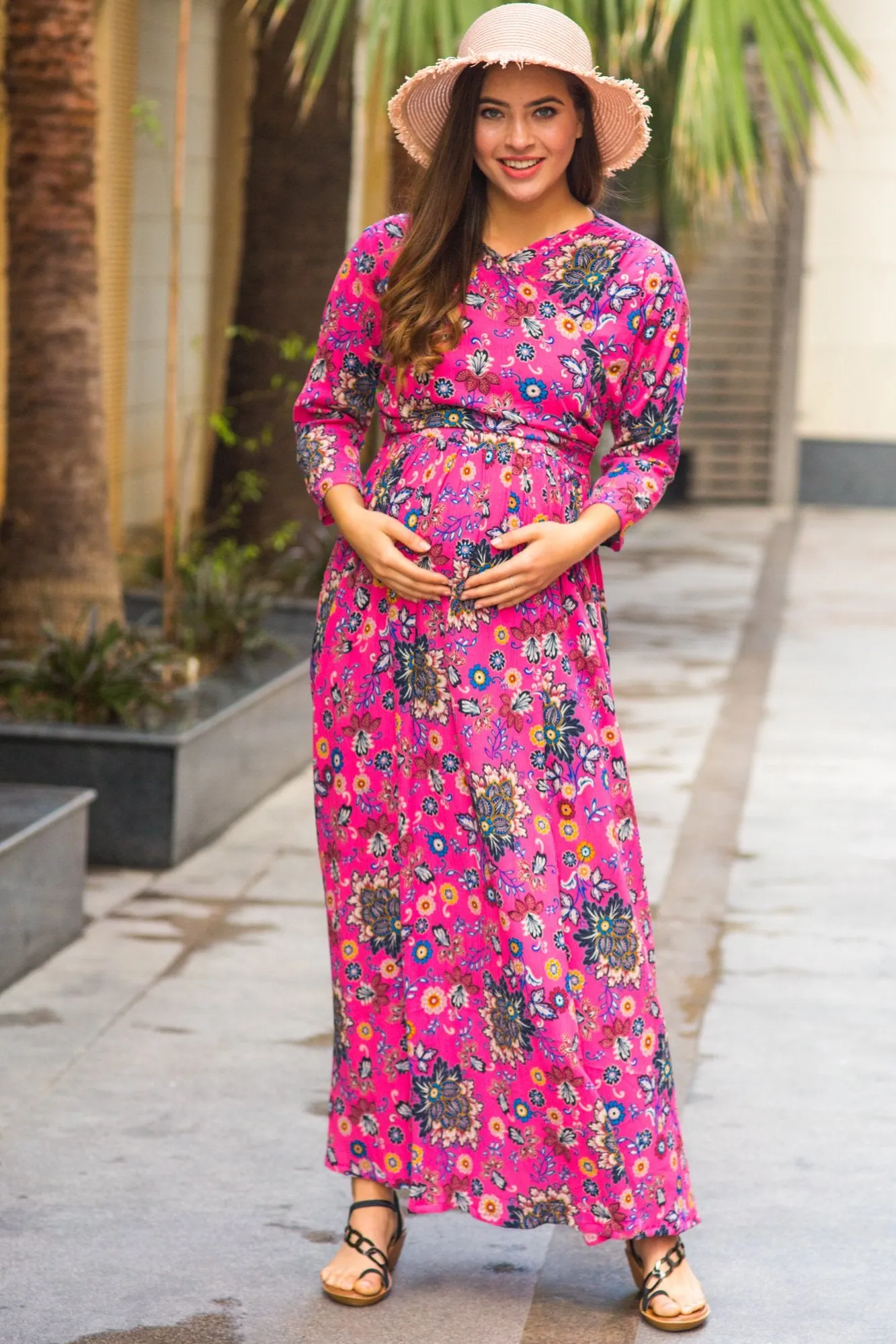 Taffy Pink Maternity & Nursing Wrap Dress