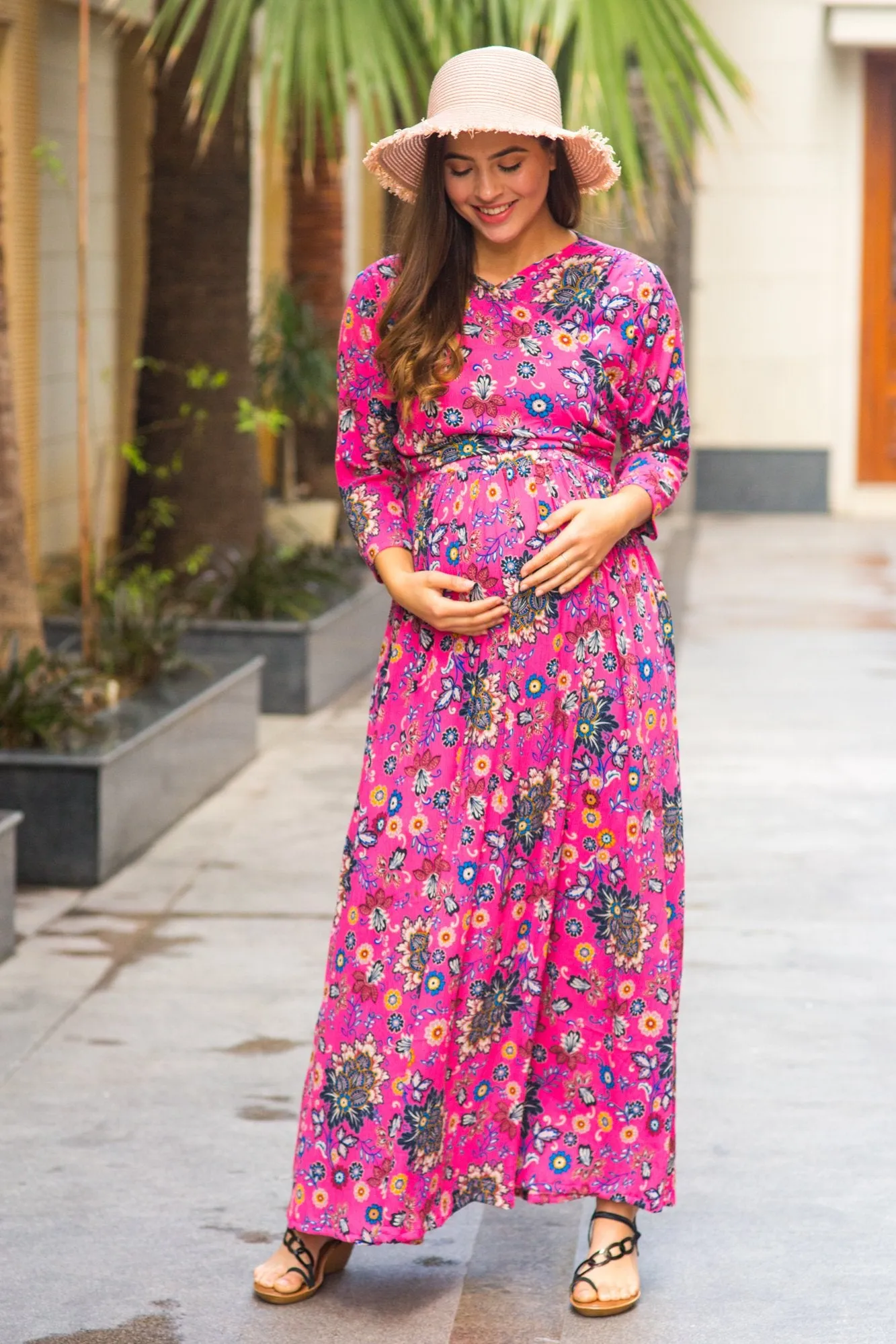 Taffy Pink Maternity & Nursing Wrap Dress