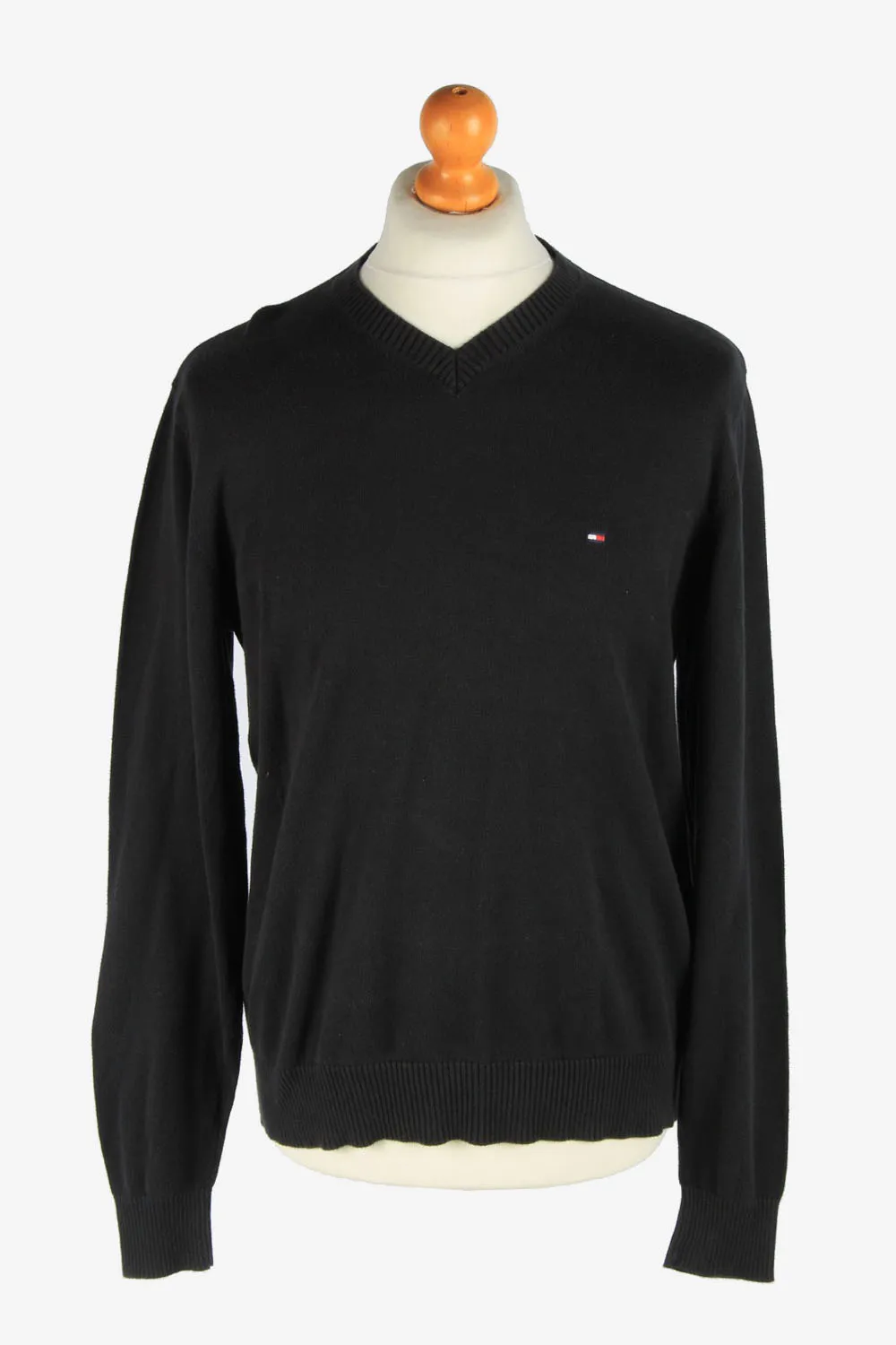 Tommy Hilfiger V Neck Jumper Pullover 90s Black S - Pepper Tree London