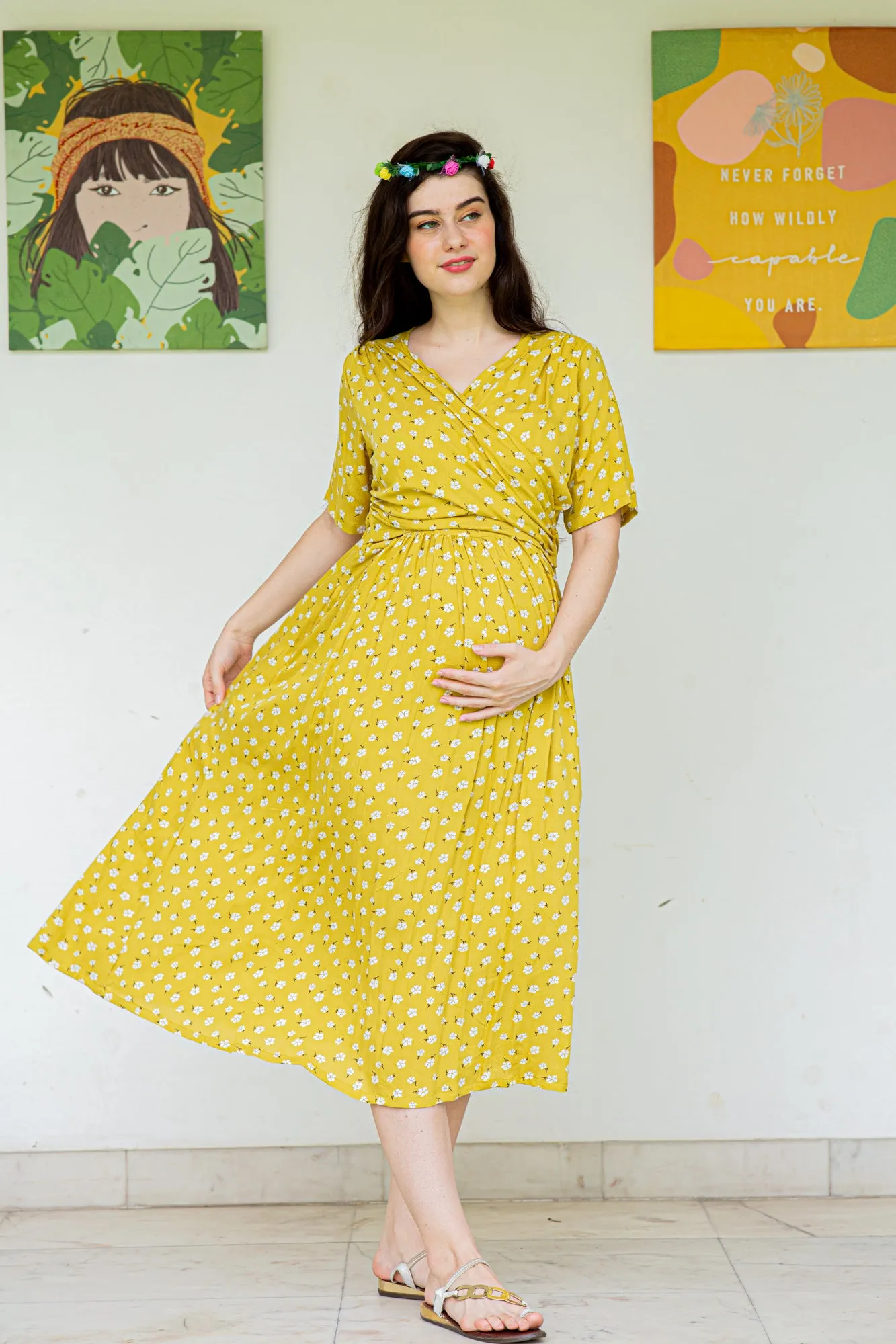 Tuscany Maternity & Nursing Midi Wrap Dress