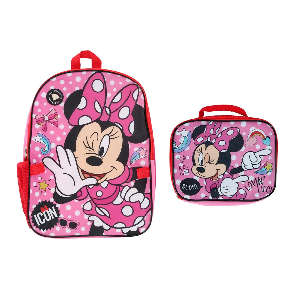 U.P.D., INC Girls Minnie Mouse 16 Inch Backpack with Lunch bag Set