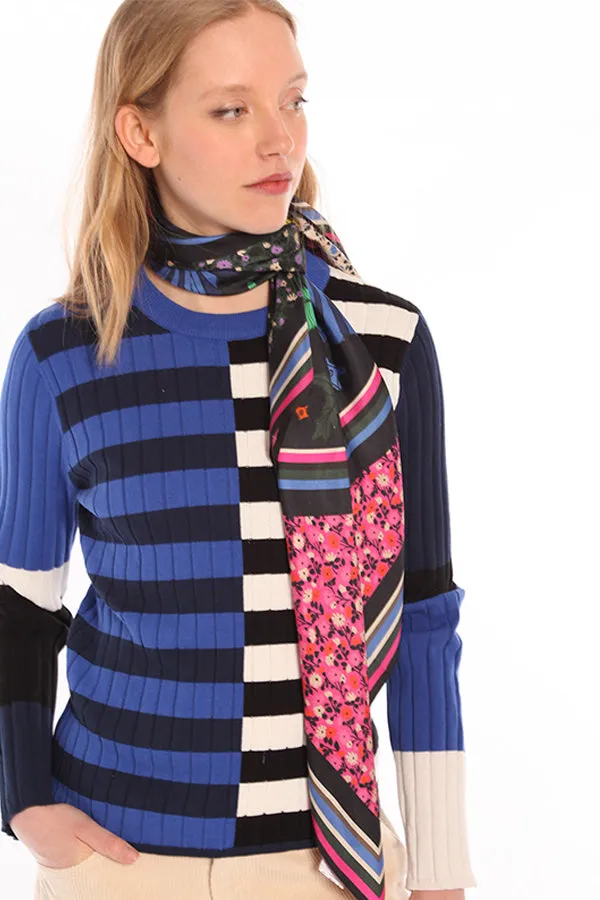 Vilagallo MONICA MULTICOLOR STRIPES PULLOVER