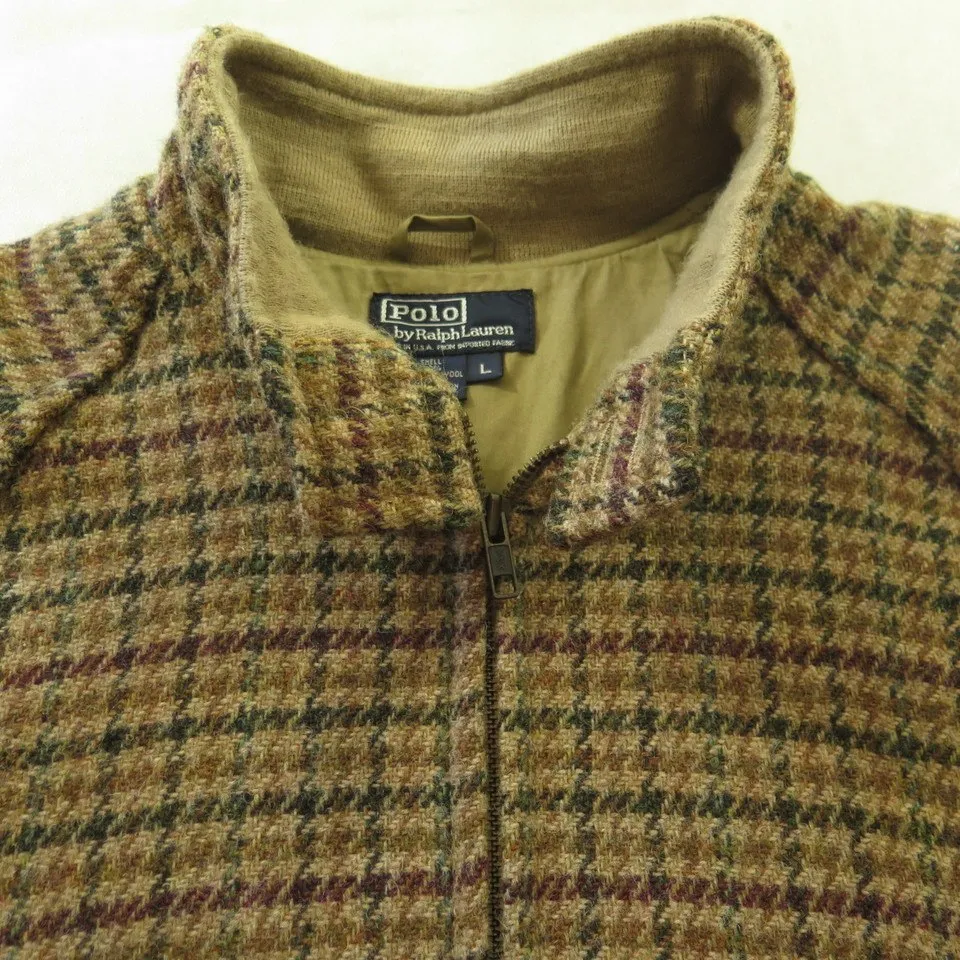 Vintage 90s Polo Ralph Lauren Tweed Jacket Mens L USA Made